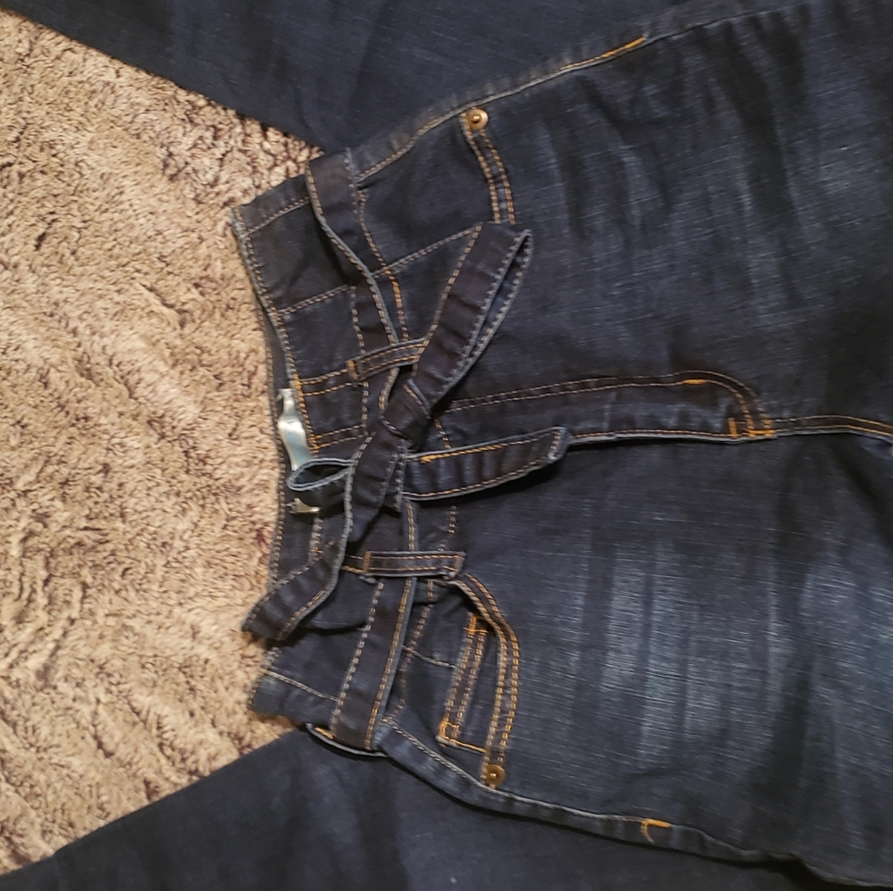 High waisted tie jeans